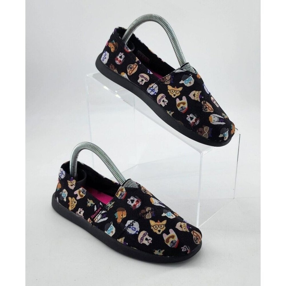 Skechers Solestice Puppy‎ Smarts Slip-on Sneakers Black Pink Girls Size US 3